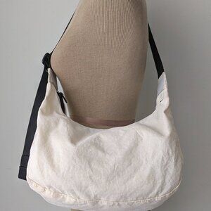 medium nylon crescent crossbody bag ivory